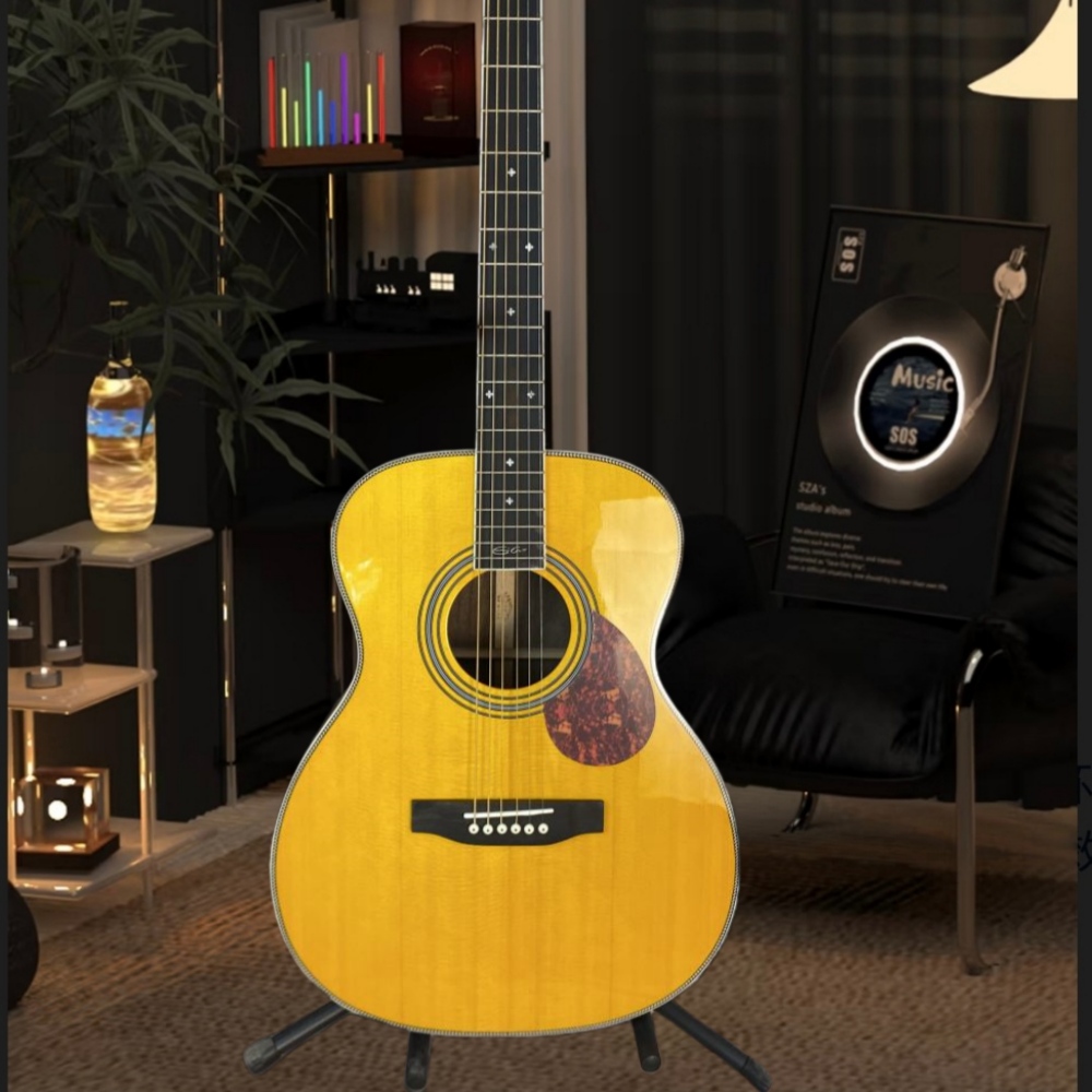 Musical Instrument For Beginners - Handgefertigte gelbe Akustikgitarre mit 6 Saiten