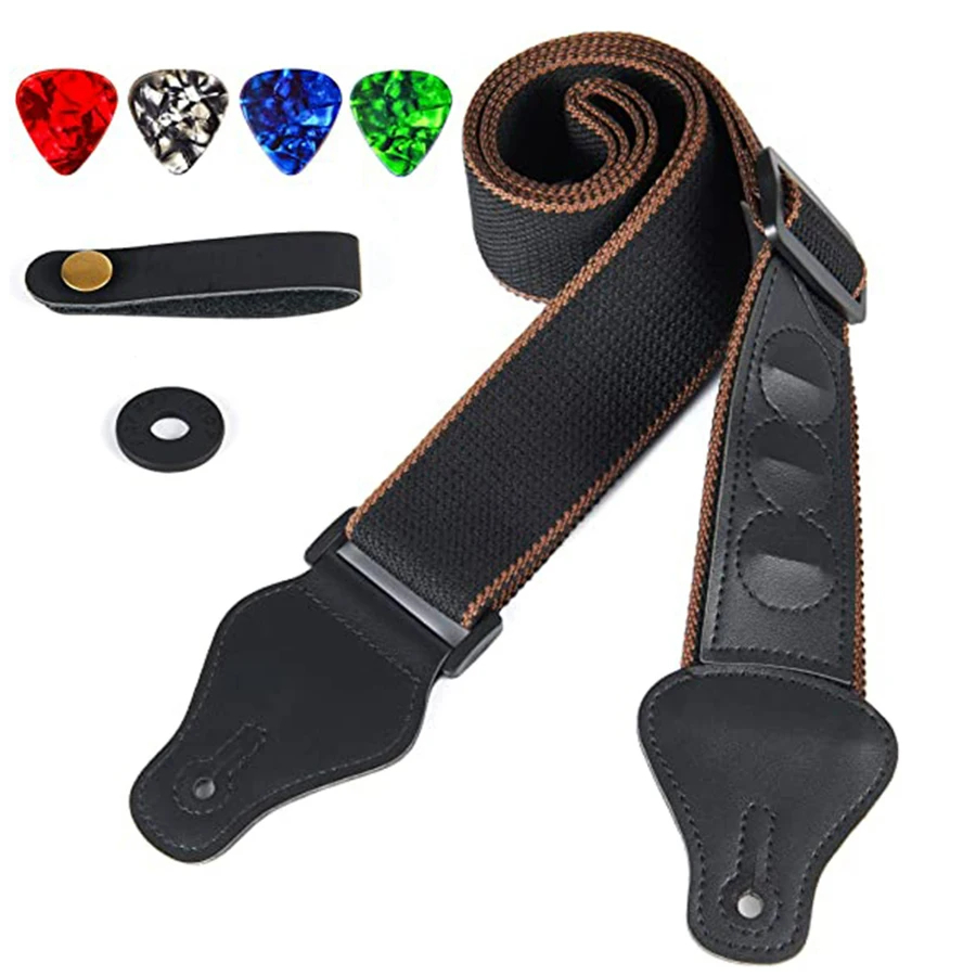 Musical Instrument Ukulele - 7 Teile/satz Gitarrengurt Schwarz PU Leder