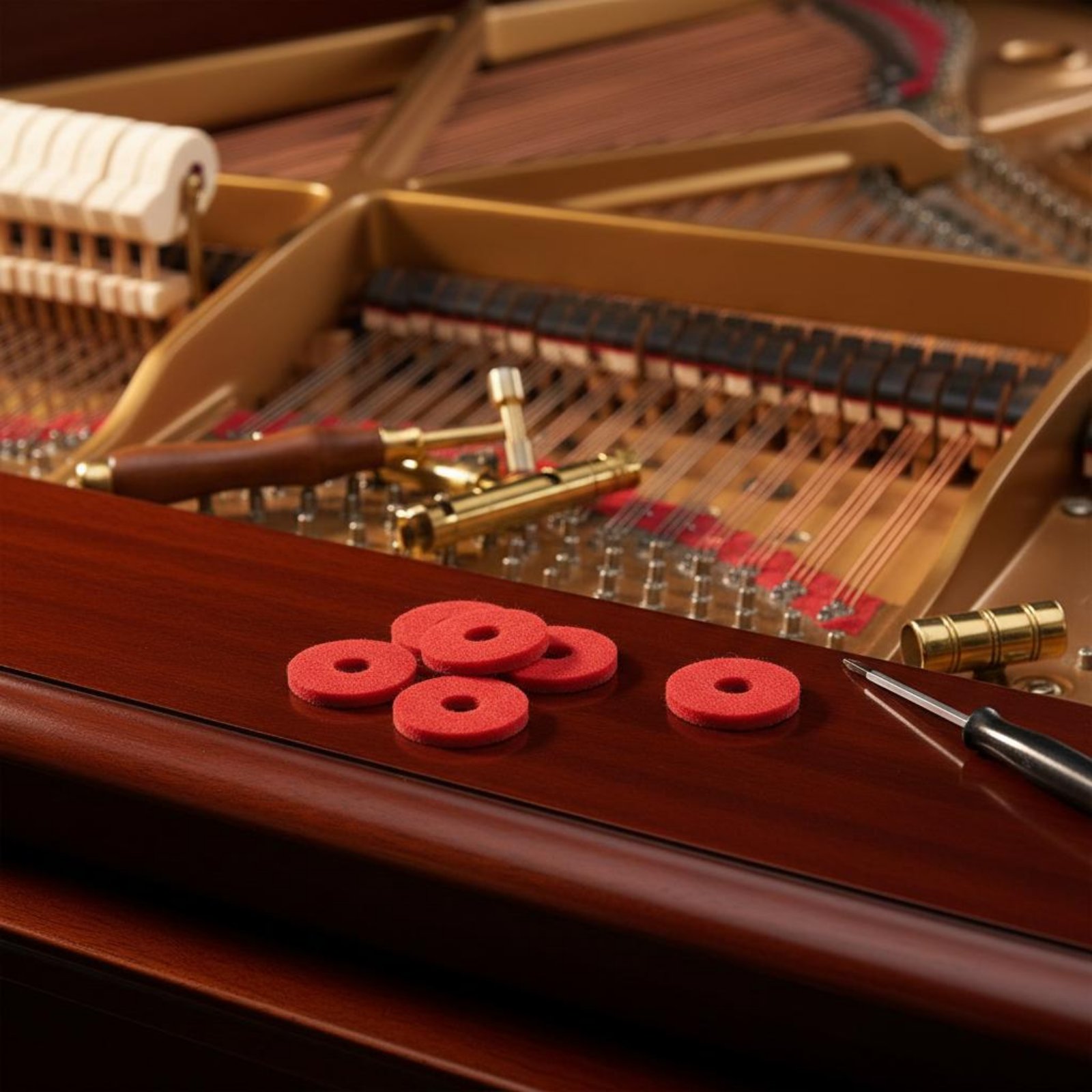 A Musical Instrument With Keys - Rote Klaviertasten-Unterlage Kleine Runde Filz-Tastenauflage Musikinstrumententeil