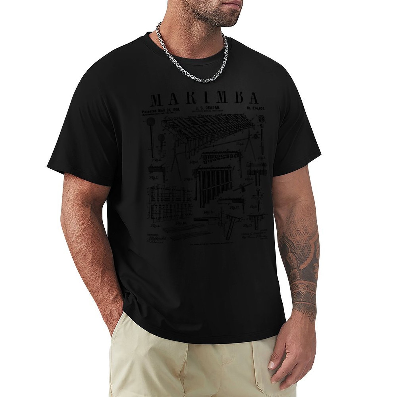 Musical Instrument Marimba - Marimba-Spieler, Perkussion, Musikinstrument, Vintage-Patent-T-Shirt, schnell trocknendes