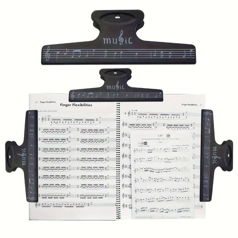 Musical Instrument Book - Notenklammer, Schreibwaren-Ordnerklammer, Buchseitenklammer, Notenklammern, Notenfixierklammern für