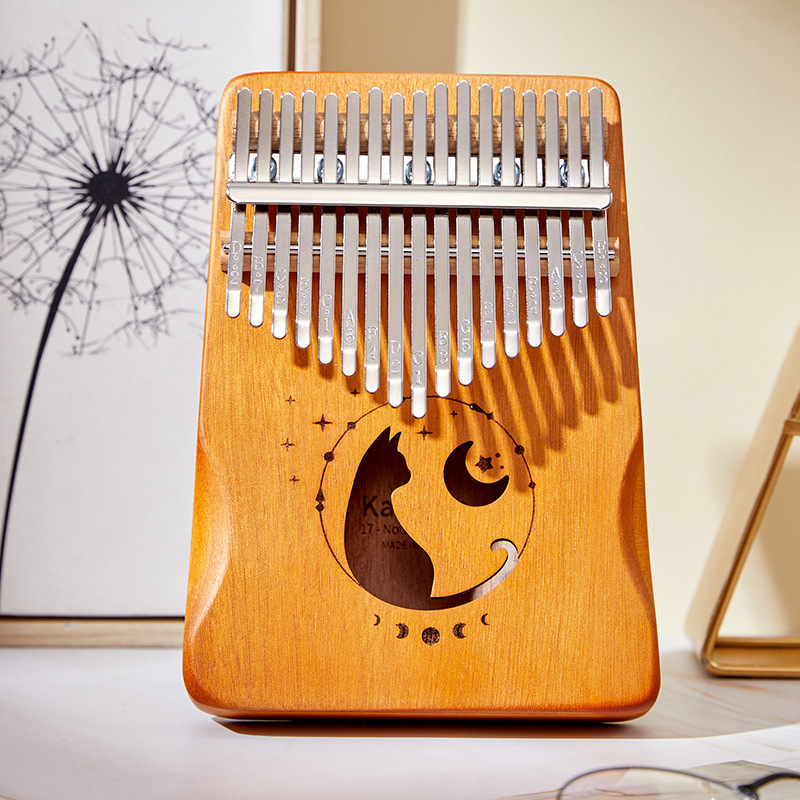 A Musical Instrument With Keys - 17-Tasten Kalimba Farbverlauf Design Daumenklavier Mahagoniholzkörper