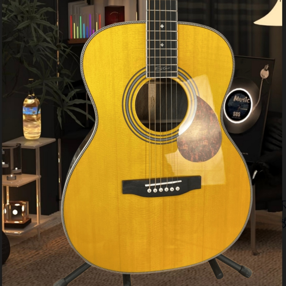 Handgefertigte gelbe Akustikgi – Musical Instrument For Beginners Bewertung und Preis